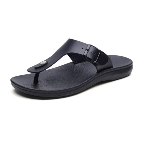 

2019 summer men cool slippers male flip flops designer metal buckle beach sandals shoes fashion male slippers q5203658919, Black