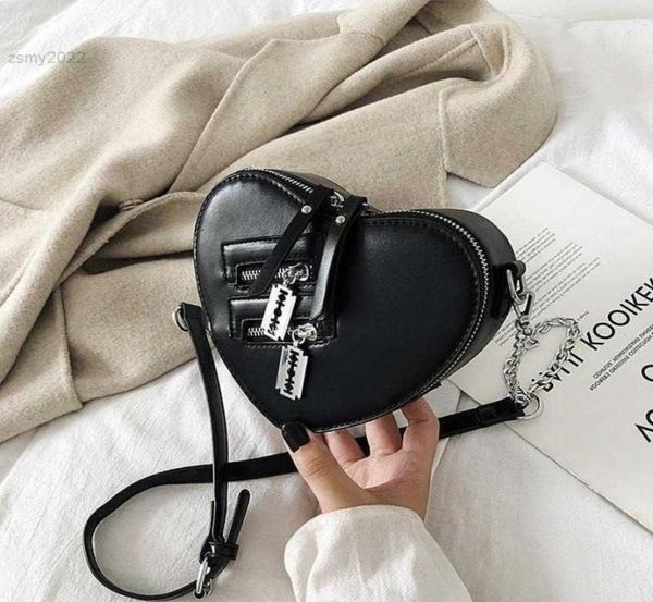 

evening bags gothic heart blade zipper chain crossbody bags for women girl casual shoulder purses handbags techwear summer wallet 8635637