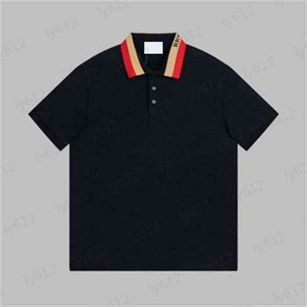 

fashion designer mens clothes spring summer luxury trend classic brand letter logo pattern printed stripe collar bead ground short sleeves, White;black