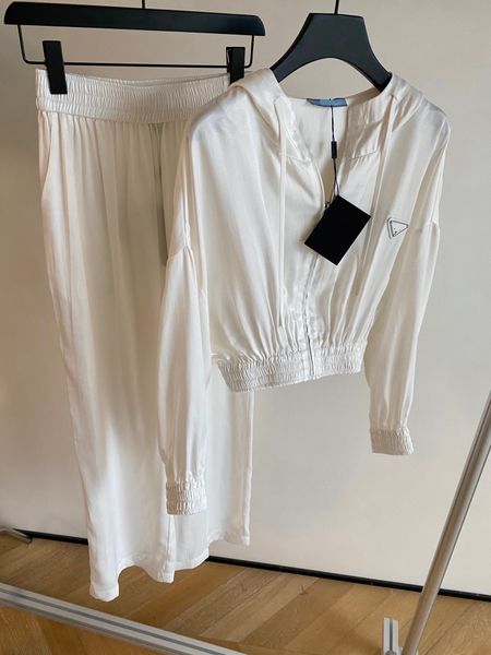 

women's two piece pants casual long sleeved pants sports set, White