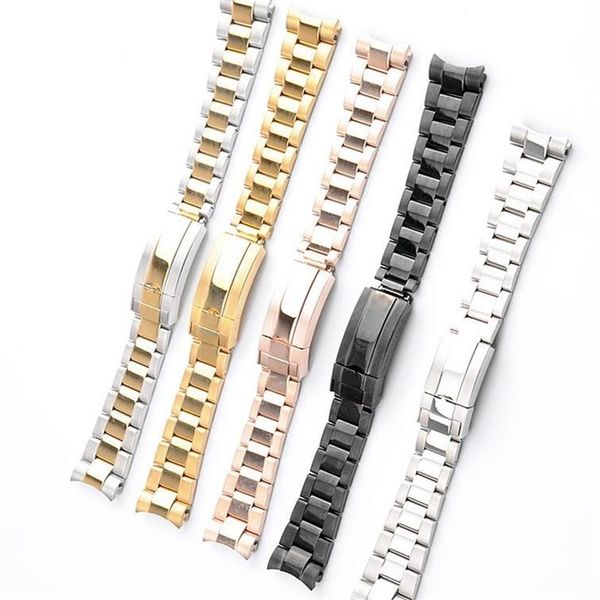 

water ghost series stainless steel strap three beads diving labor combination insurance buckle solid watch band 20 21mm283m, Black;brown