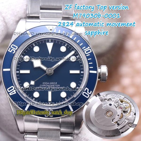 

zff v2 version 316l steel case eta a2824 automatic blue dial 79030 mens watch steel bracelet sport eternity watches 0003-0001 210a, Slivery;brown