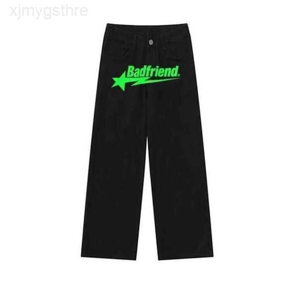 

men's pants y2k street trend letter print black gothy loose straight wide leg hip-hop men jeans dragging casual y2302 3co0h