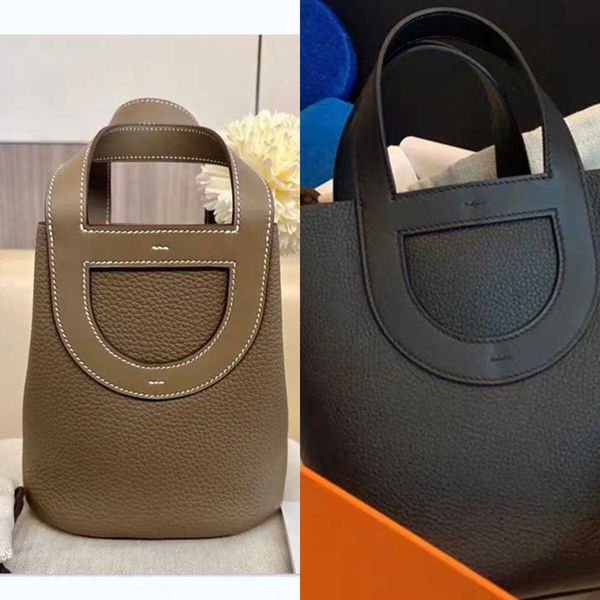 

designer luxury vegetable basket bucket fashion handheld casual leather women's litchi pattern head layer cowhide pig nose bag3gpg3htf