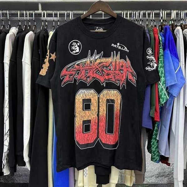 

Designers Tees Short Sleeve Tee T Shirt hellstar foil print Unisex Lettering High Quality Grey Fashion washed fabric Streetwear, Watermelon