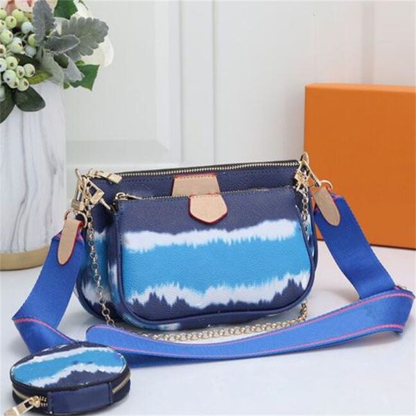 

designer women shoulder bags pochette accessoires genuine leather fashion handbags purses flower mini 3 piece set crossbody bag