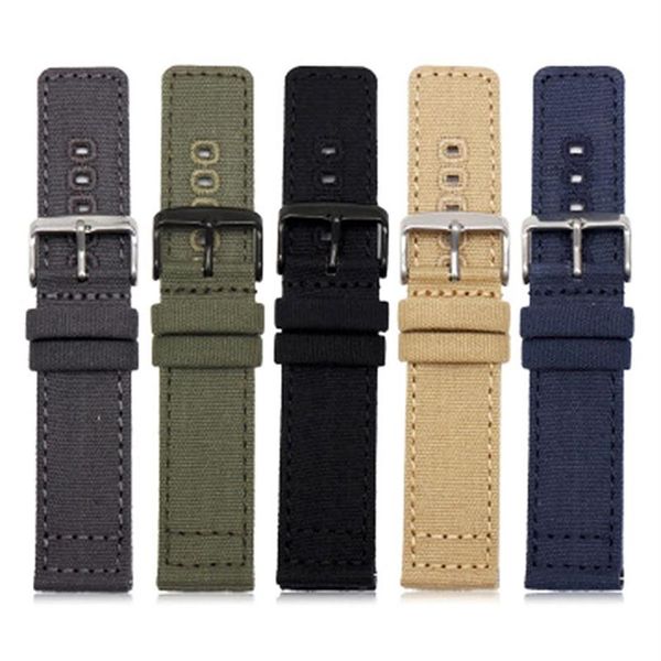 

watch bands beafiry canvas band 18mm 20mm 22mm quick release nylon straps watchbands sports for huawei black blue green2280, Black;brown