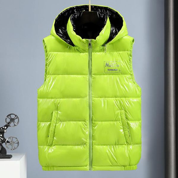 

vests women winter vests hooded 2021 new short bright color vest cotton padded jacket sleeveless female winter waistcoat vest, Black;white