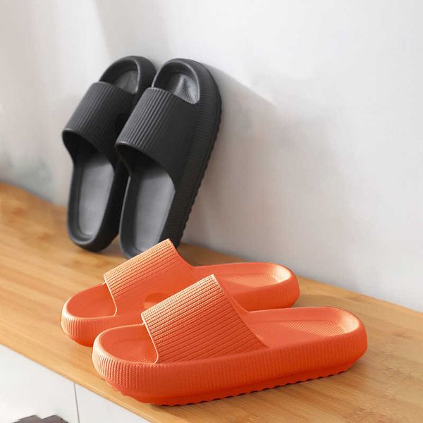

slippers women's summer home non slip bathroom couple thick soled men's eva sandals wear outside, Black