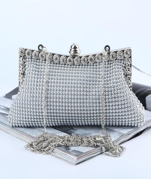 

evening bags gold clutch bag glitter bead designer elegant woman party bags vintage fashion bridal purse silver handbag 2301061208720