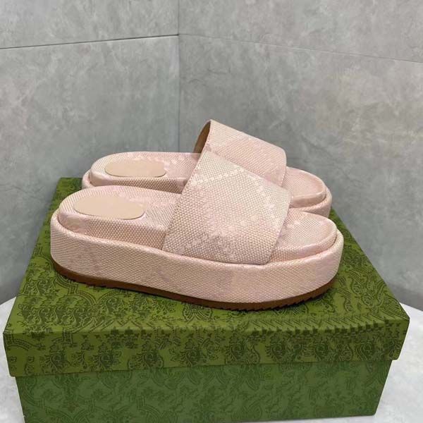 

luxury designer womens sandals platform wedge lafite canvas embroidery thick bottom shoes outdoor beach slippers size 35-44 with box, Black