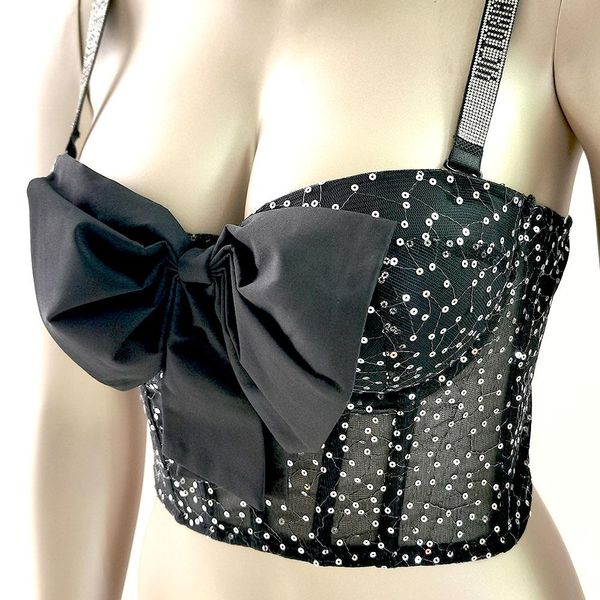 

t-shirt bow tie corset tank nightclub short chest binder camisole push up tube camisole women summer, White