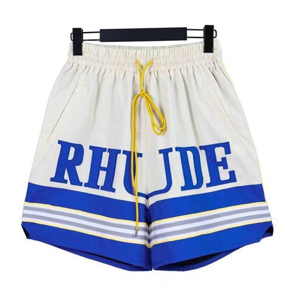 

22ss designer men rh limited rhude shorts summer swim short knee length hip hop high street sports training beach pants mens elastic waist 1, White;black