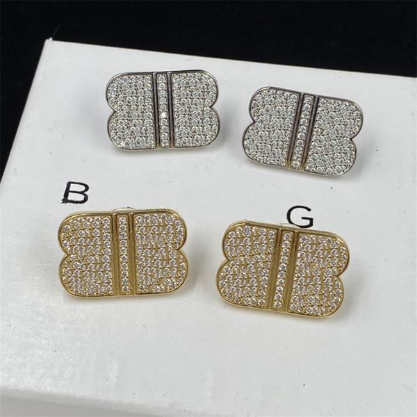 

luxurys designer stud womens earring fashion mens b earrings jewelry formal women shine diamond pendant studs hoop ear rings weddi292s, Golden;silver