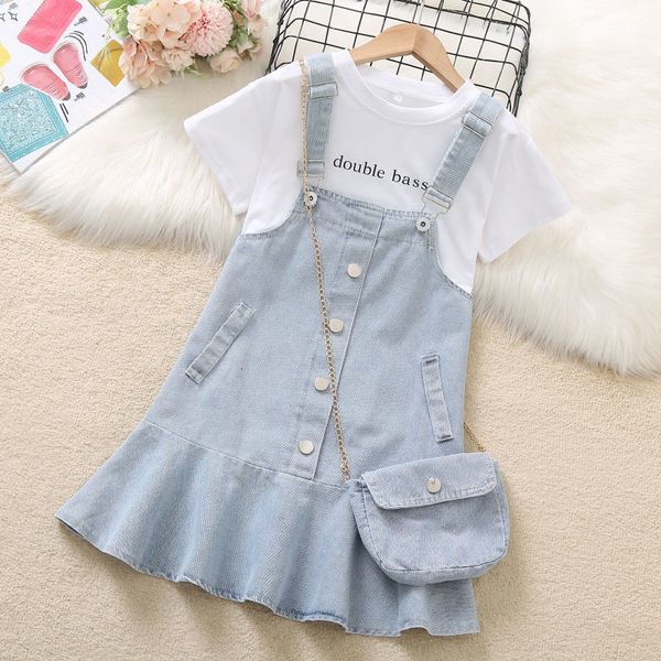 

clothing sets kids girls deinm overall dress 2023 arrival children casual white include handbag strap 230420