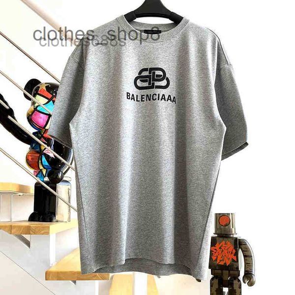 

men's shirts designer bbalengs t shirt sweaters 2023 spring tide brand b family lock print short sleeve off shoulder os loose cotton co, White;black