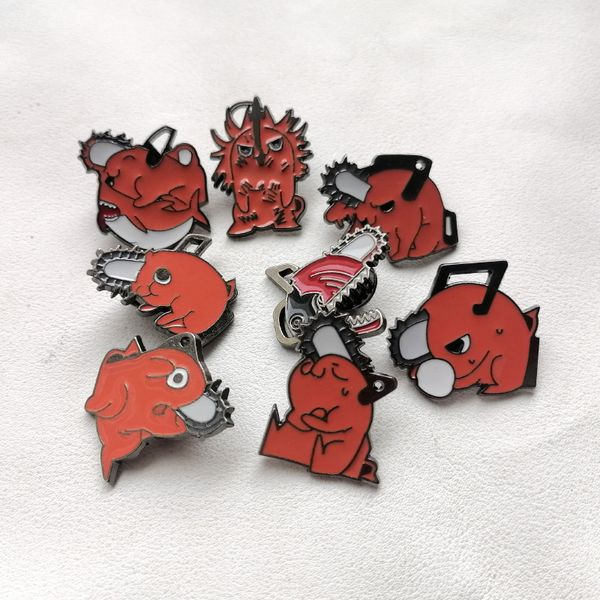 

chainsaw man characters boys toys brooch cute anime movies games hard enamel pins collect metal cartoon brooch backpack hat bag collar lapel, Blue