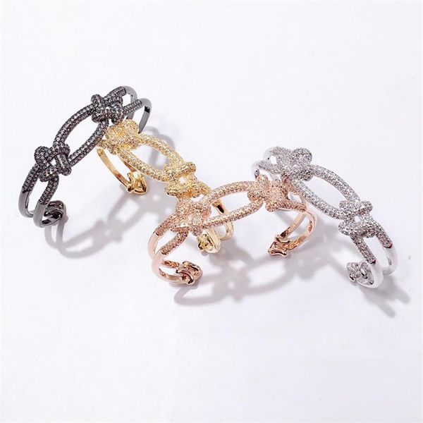 

2021 high end jewelry designers love lock bracelet charm bangle gold plating on copper healing cross knot his and hers bracelets b294g, Black