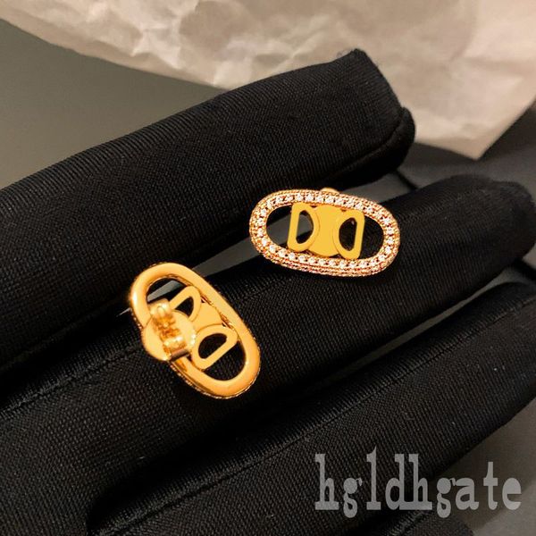 

diamond designer earrings pendants necklace gold plated rhinestone letter engrave luxury ohrringe layered two ice out classics style charm b, Silver