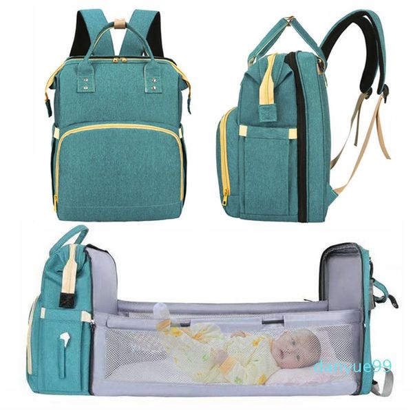 

large mummy maternity diaper bags with folding bed for baby travel outdoor backpack for mom changing nappy stroller handbag205v