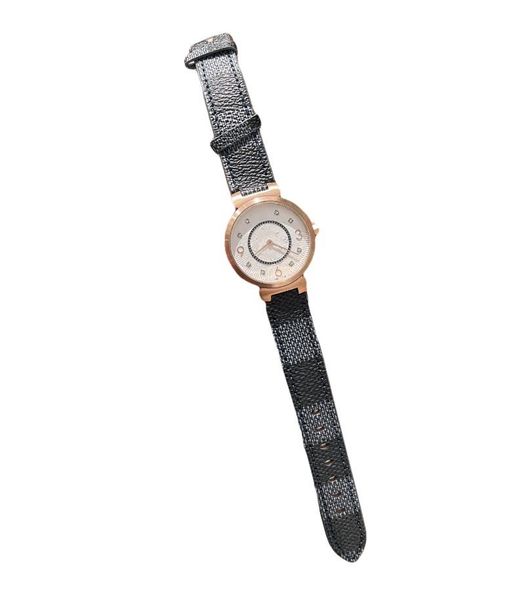 

women's fashion watch circular watch 34mm brand designer watch leather band, Slivery;golden