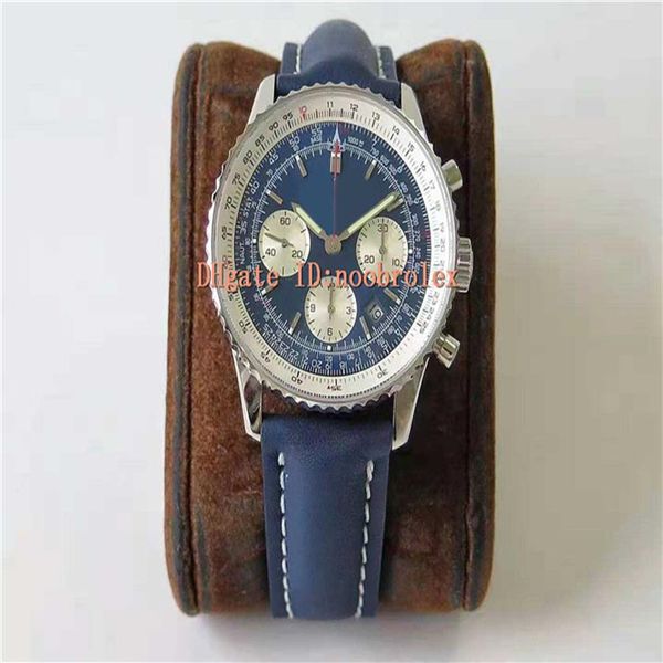 

al navitimer chronograph b10 men watch eta 7750 automatic 28800vph blue dial 316l steel sapphire bi-directional rotating bezel lea331q, Slivery;brown