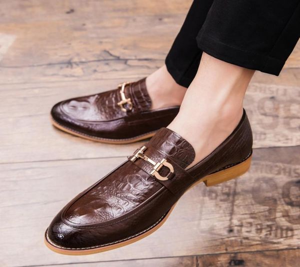 

handmade men oxfords leather shoes pointed toe wedding dress loafers shoes business mens formal4705854, Black