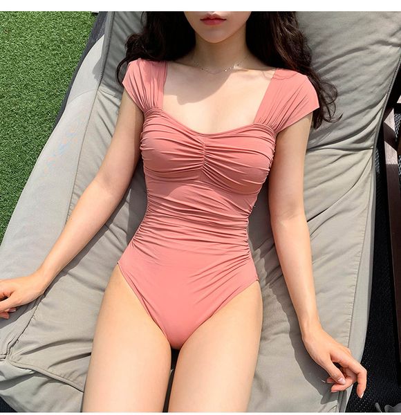 

women's swimwear bandeau swimsuit women solid swimwear peated monokini push up swim suit pads trikini korea bathing suit black 230421, White;black