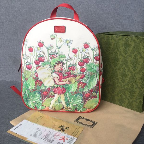 

designer kids beautiful faery printed backpacks fashion children red cartoon double shoulder bags classical teenagers casual backpack a9943