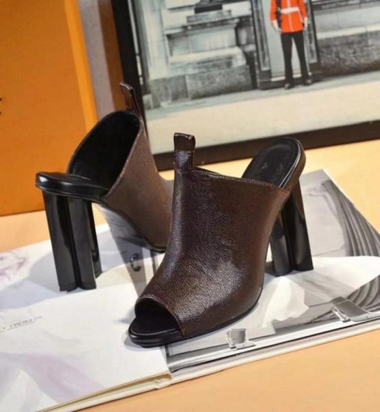 

with box woman slippers fashion beach thick bottom slippers platform alphabet lady sandals leather high heel slides slipper7901788, Black