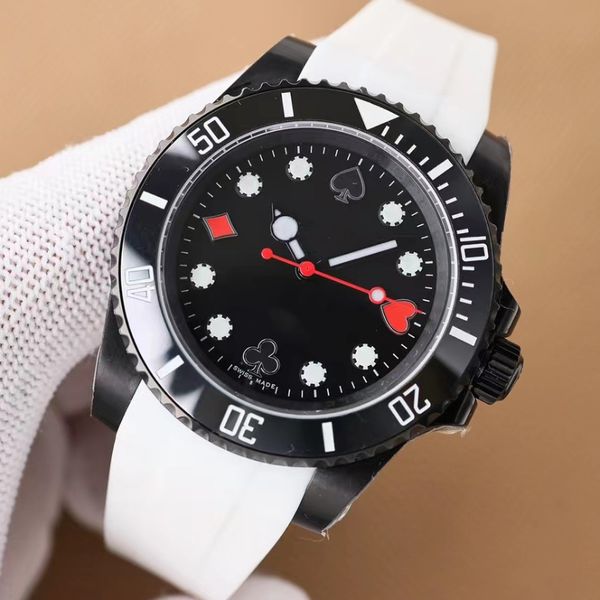 

fully automatic mechanical men's watch playing card element green black combined with super strong night light 300 meter waterproof und, Slivery;golden