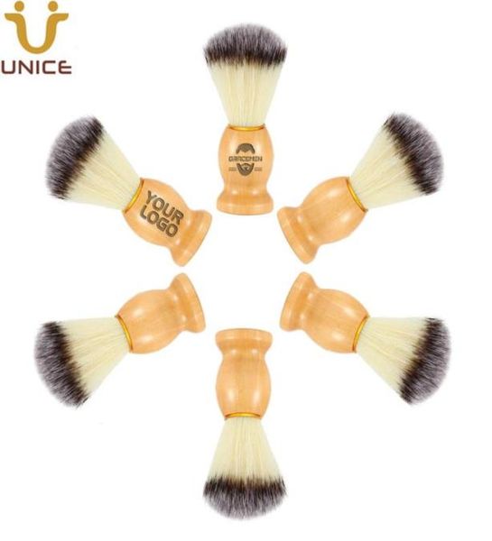 

moq 50 pcs shaving brush oem odm cutomized logo wood handle with nylon bristles barber razor facial hair beard shave cleanning b2163963