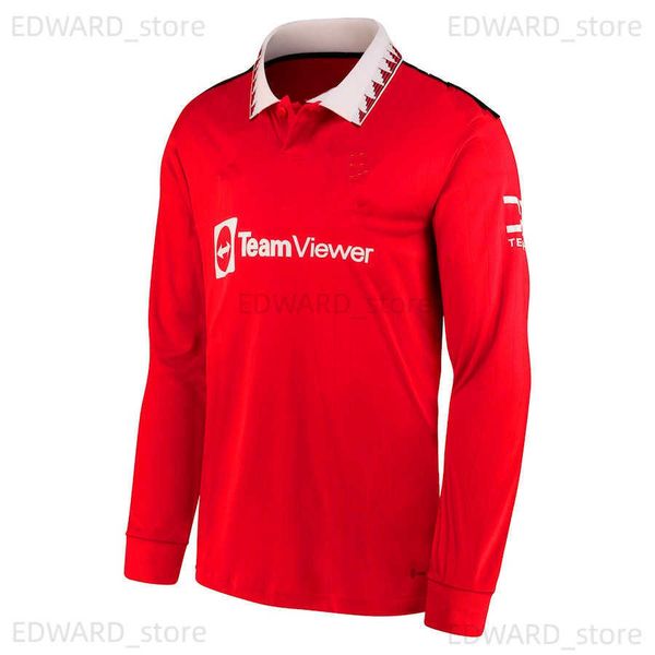 

22 23 rashford soccer jerseys mans utds antony martinez casemiro eriksen garnacho manchesters 2022 2023 football shirt men uniforms long sle, Black