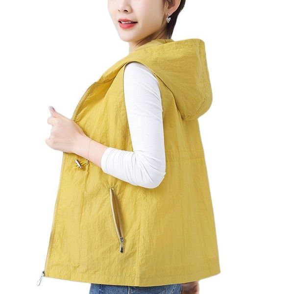

vests 2022 new spring summer jacket women thin short vest coats female vests waistcoat outwear korean loose hooded casual r1944, Black;white