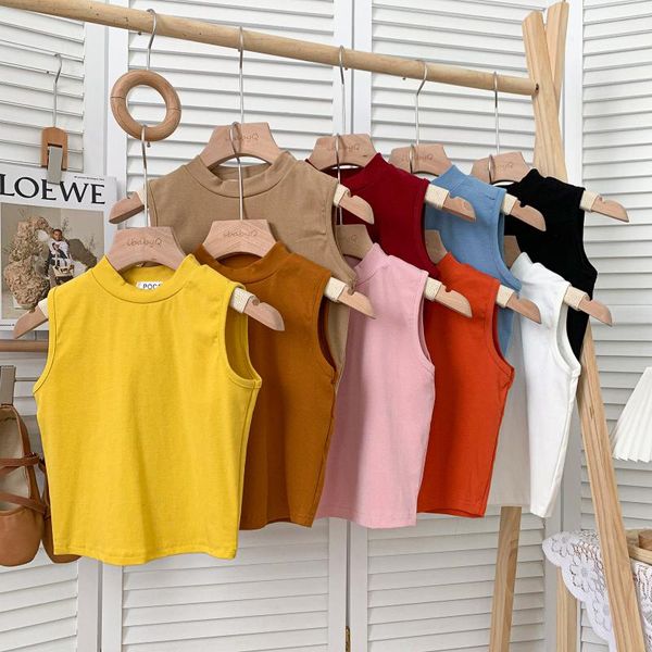 

tanks bottomed blouse for women fashion sleeveless solid versatile office lady vest short shirt new 2022 summer vetement femme, Black;white