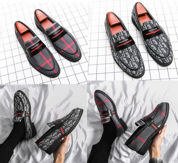 

luxury men039s shoes loafers pointed toe flat heel fashion print stripes classic office daily comfortable casual slipon shoes 5819097, Black