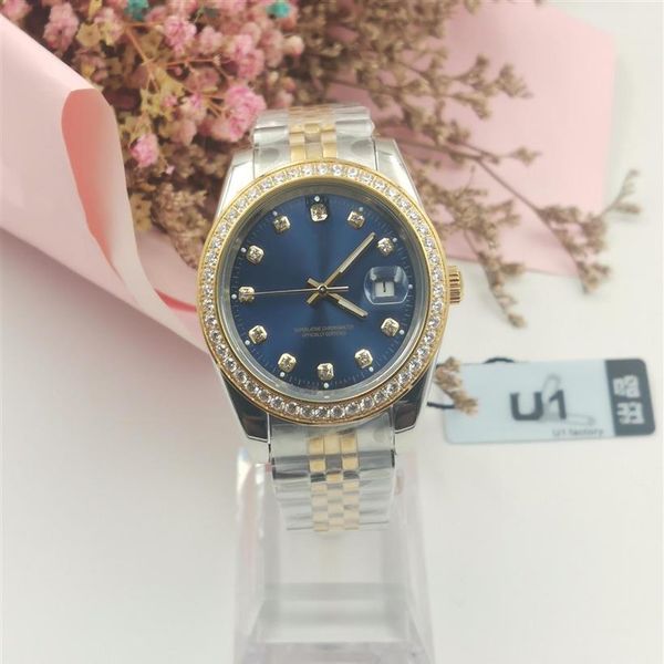 

fashion 36 41mm mechanical mens watches bezel stainless steel women diamond lady watch waterproof luminous wristwatches montre de 3126, Slivery;brown