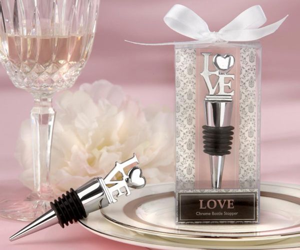 

10pcslot classic and elegant wedding and party favors of love chrome wine bottle ser wedding gifts for guests and bridal sh5150619, Black