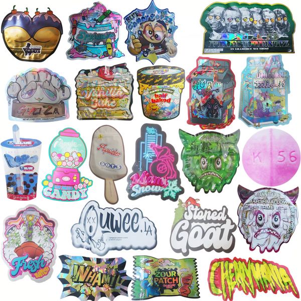 

2023 new design die cut mylar shape bag crookies vaillia cake holographic resleable zipper food storage container custom