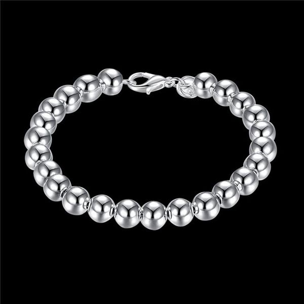 

wedding gifts 8m hollow 925 silver bracelet jspb126 beast gift men and women sterling silver plated charm bracelets202n, Golden;silver
