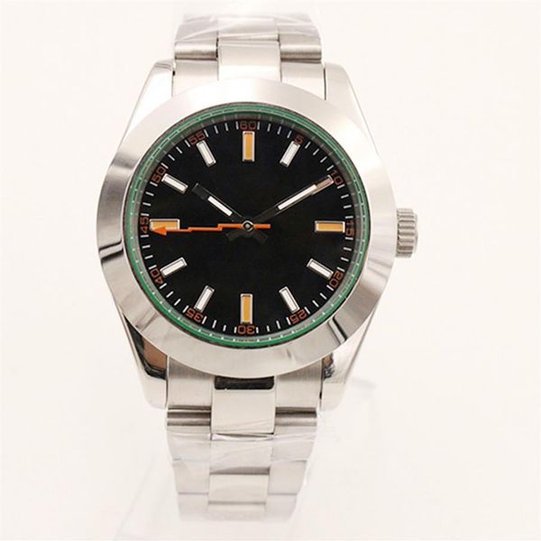 

yz factory automatic 2813 movement 39mm men watch watches 316l stainless steel bracelet black dial green inner mens 116400 wristwa301o, Slivery;brown