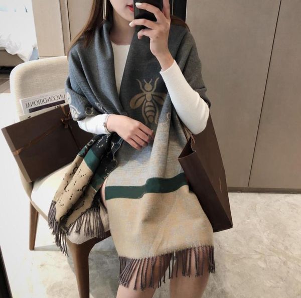 

fashion designer winter cashmere scarf women 2021 letter flower silk lace ring luxury scarf 180 65cm1792129, Blue;gray