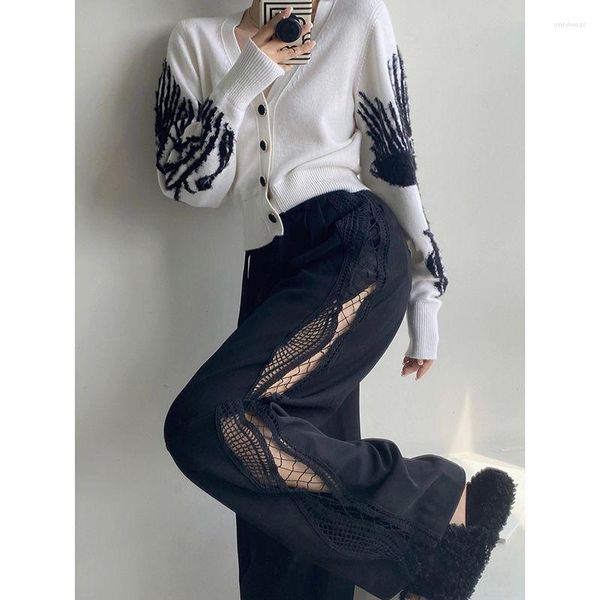 

women's pants spring women long lace sweet loose straight street soft black white color cool fashion for girls