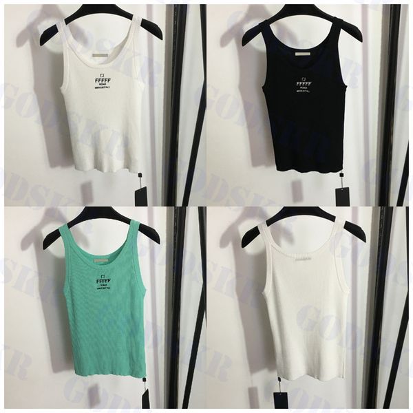 

embroidered letter tanks womens suspender vest designer knitted t shirt ladies clothes, White