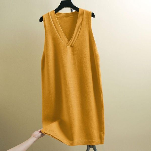 

vests 10 colors autumn winter clothes female loose knitted sweater dress women vest dress women long vest ladies pullovers pull femme, Black;white