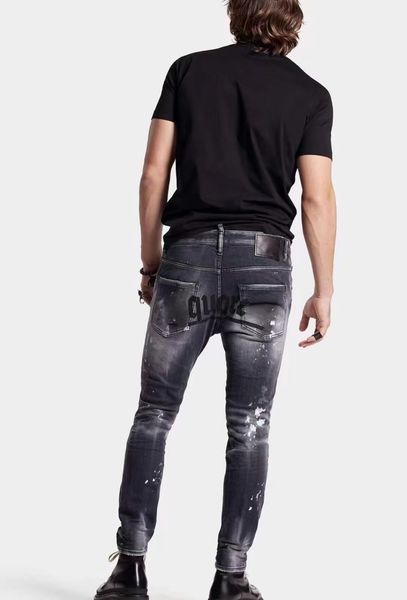 

dsq phantom turtle men's jeans mens italian designer jeans skinny ripped cool guy causal hole denim fashion brand fit jeans men washed, Blue