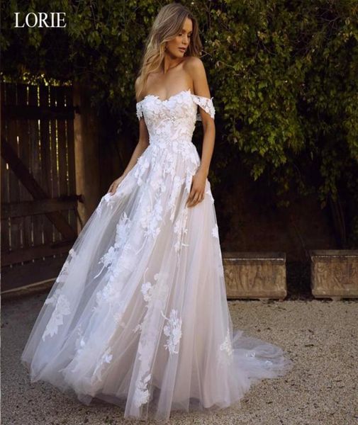 

lorie lace aline wedding dress off the shoulder appliques summer beach bride dresses princess gown robe de mariee4010967, White