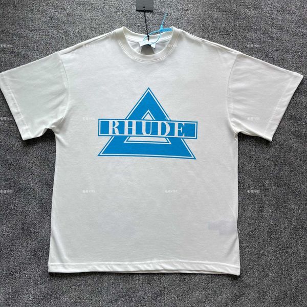 

designer fashion clothing tees tshirts blue triangle slogan letter printing street short sleeve t-shirt tee men women streetwear hip hop spo, White;black