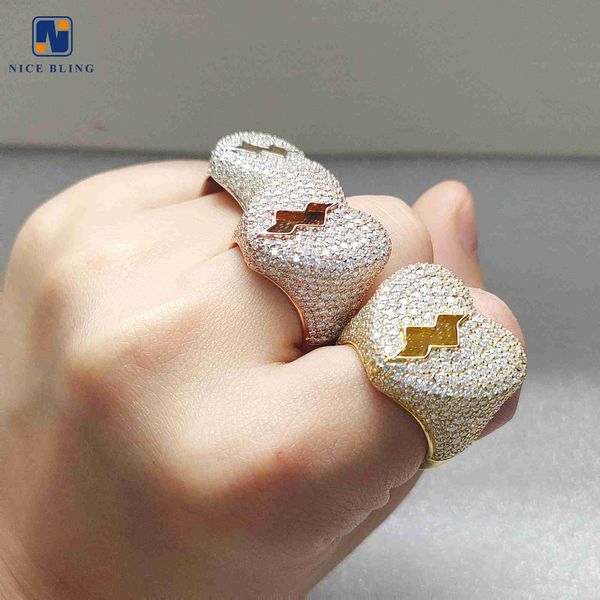

custom heart shape diamond ring vvs round moissanite 925 silver broken heart men ring with gra certificate