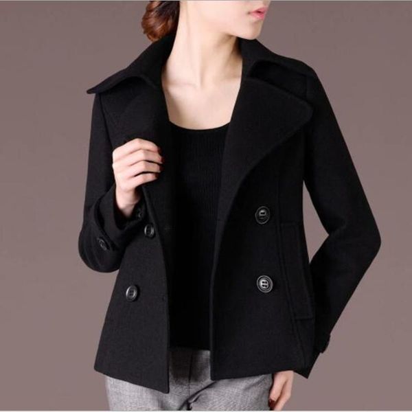 

fur jqnzhnl autumn winter new woolen jacket 2022women temperament slim doublebreasted coat fashion short large woolen coat a316, Black